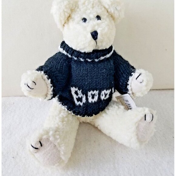 Berkeley Designs white plush Bear 5-Jointed with Boo blue Sweater‎ NWT 10" - Picture 2 of 13